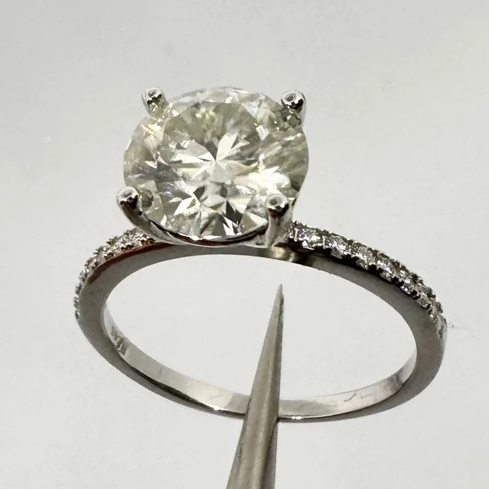 Moissanite Diamond Engagement Ring 2 Ct Brilliant 18K GRA Certified Size 6